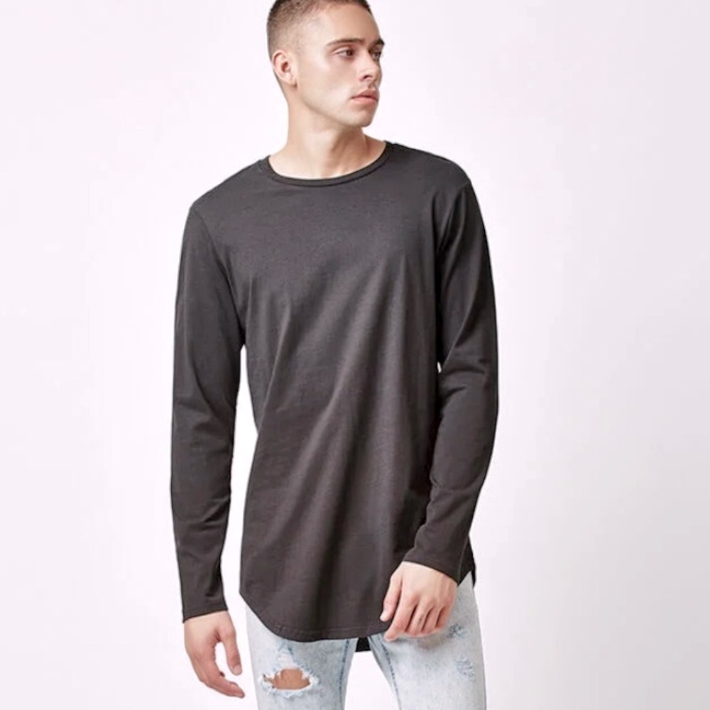 PacSun Scallop Long Sleeve T-Shirt men’s gray size Small